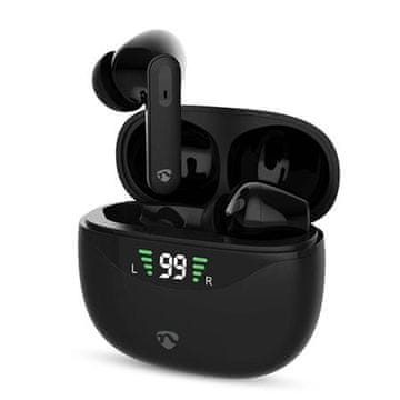 Nedis brezžične slušalke + mikrofon/ TWS/ BT/ 30 ur delovanja baterije/ 100 dB/ upravljanje na dotik/ polnilno ohišje/ USB-C/ črna