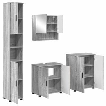 Vidaxl Komplet pohištva za kopalnico 4 kos Siva Sonoma 61 x 35 x 64 cm