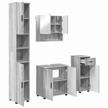 Vidaxl Komplet pohištva za kopalnico 4 kos Siva Sonoma 61 x 35 x 64 cm