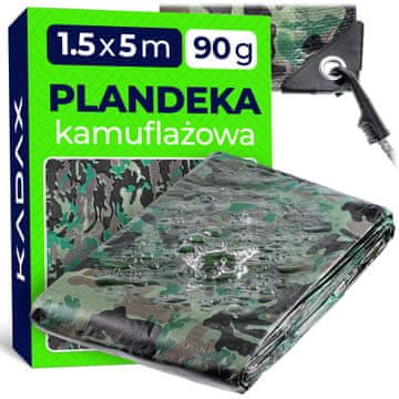KADAX Debela vodoodporna ponjava, UV ojačana, 1,5 x 5 m, 90 g močna prevleka