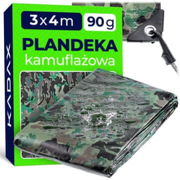 KADAX Debela vodoodporna ponjava, UV zaščitena, dimenzij 3 x 4 m, teža 90 g, močna prevleka