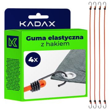 KADAX Elastična gumijasta vrv s kovinskim kavljem, dolžine 71 cm, za pritrditev ponjav, 4 kosi
