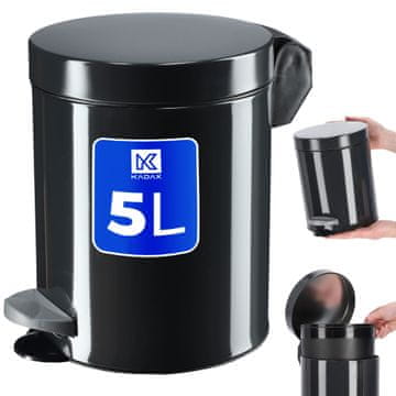 KADAX Koš za odpadke s pedalom, črn, jeklen, 5L