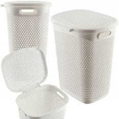 KADAX Košara za perilo s pokrovom, velika, plastična, 55 l, bela