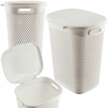 KADAX Košara za perilo s pokrovom, velika, plastična, 55 l, bela
