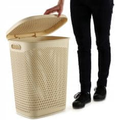 KADAX Košara za perilo s pokrovom, plastična, 55 l, bež