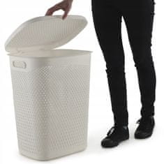 KADAX Košara za perilo s pokrovom, velika, plastična, 55 l, bela