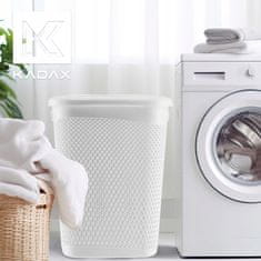 KADAX Košara za perilo s pokrovom, velika, plastična, 55 l, bela