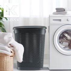 KADAX Košara za perilo s pokrovom, plastična, 55 l, siva
