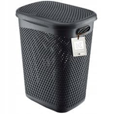 KADAX Košara za perilo s pokrovom, plastična, 55 l, siva