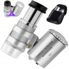 Verkgroup Mini žepni LED UV zlatarski mikroskop 60x