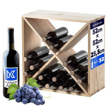 KADAX Leseno vinsko stojalo za 24 steklenic, 52 cm