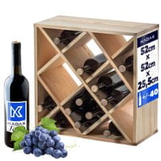 KADAX Leseno vinsko stojalo za 24 steklenic, višina 52 cm, omarica za alkohol