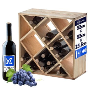 KADAX Leseno vinsko stojalo za 24 steklenic, višina 52 cm, omarica za alkohol