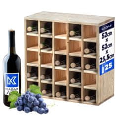 KADAX Leseno vinsko stojalo za 25 steklenic, 52 cm, praktična polica za dnevno sobo