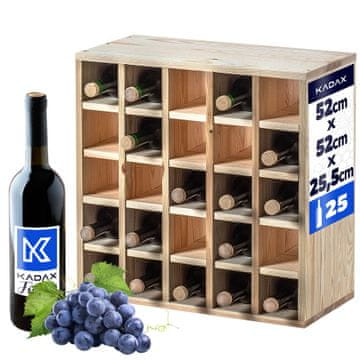 KADAX Leseno vinsko stojalo za 25 steklenic, 52 cm, praktična polica za dnevno sobo