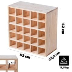 KADAX Leseno vinsko stojalo za 25 steklenic, 52 cm, praktična polica za dnevno sobo