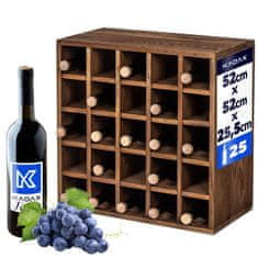 KADAX Leseno vinsko stojalo za 25 steklenic, omarica za alkohol, 52 cm