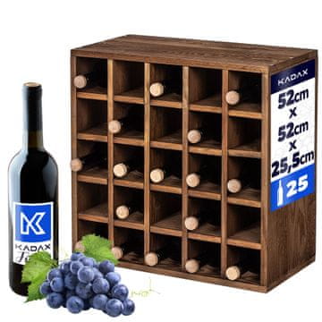 KADAX Leseno vinsko stojalo za 25 steklenic, omarica za alkohol, 52 cm