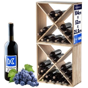 KADAX Leseno vinsko stojalo za 48 steklenic, 104 cm, komplet 2 kosov