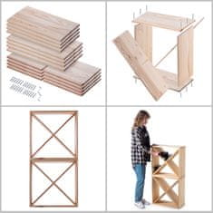 KADAX Leseno vinsko stojalo za 48 steklenic, 104 cm, komplet 2 kosov