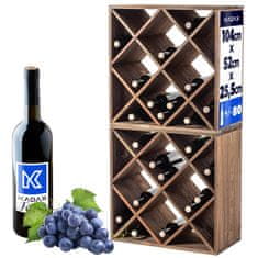 KADAX Leseno stojalo za vino, 48 steklenic, 104 cm, komplet 2 kosov