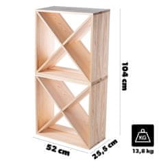 KADAX Leseno vinsko stojalo za 48 steklenic, 104 cm, komplet 2 kosov