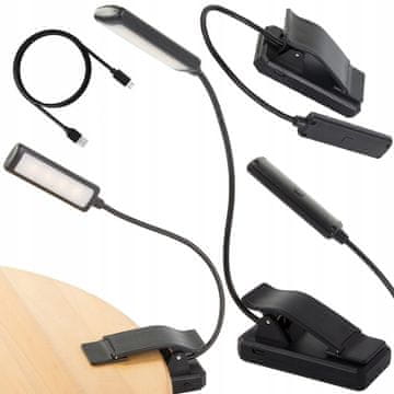 Verkgroup LED aku. 1100mAh lučka za branje knjig 3 barve svetlobe USB črna