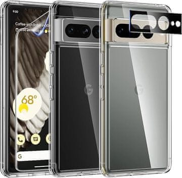 Infostyle TAURI ovitek + 2× zaščitna folija za zaslon + zaščita za kamero – Google Pixel 7 Pro, prozorna