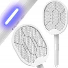 Verkgroup Aku. zložljiv električni lopar uničevalec insektov LED UV USB 50cm bel