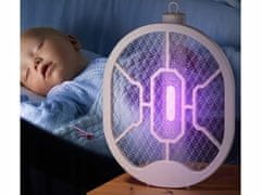 Verkgroup Aku. zložljiv električni lopar uničevalec insektov LED UV USB 50cm bel