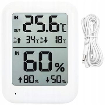 Verkgroup Digitalni LCD termometer higrometer magnet alarm zunanji senzor