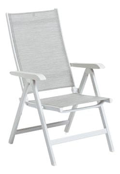 Kettler Basic Plus vrtni stol, nastavljiv, aluminijast, bel/svetlo siv
