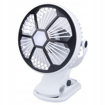 Verkgroup Brezžični aku. 1200mAh LED ventilator s sponko USB bel