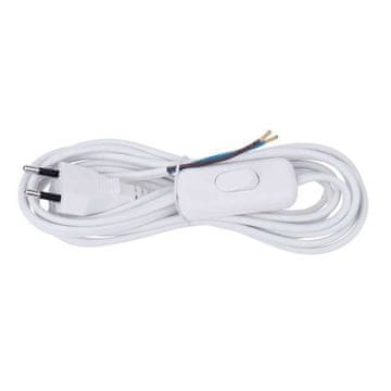 Emos Podaljšek S08273 Fleksibilna vrvica PVC 2x0,75 mm, 3 m bela s stikalom
