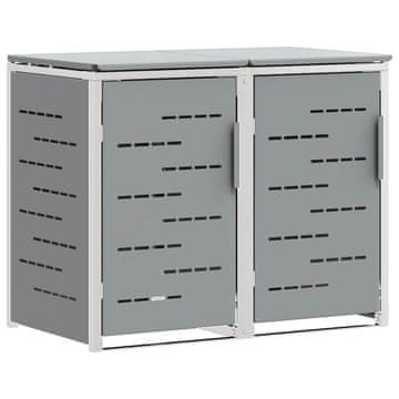 Vidaxl Shranjevanje koša za odpadke Siva 138 x 77,5 x 112,5 cm