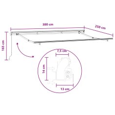 Vidaxl Ročna tenda 3 x 2,5 m Svetlo sive in bele črte 100% poliester