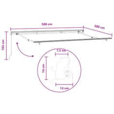Vidaxl Ročna tenda 5 x 3 m Svetlo sive in bele črte 100% poliester