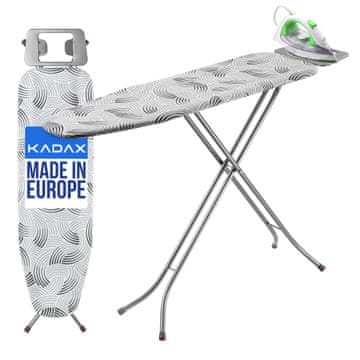 KADAX Zložljiva likalna deska 114 x 34 cm z držalom za likalnik, lahka in stabilna