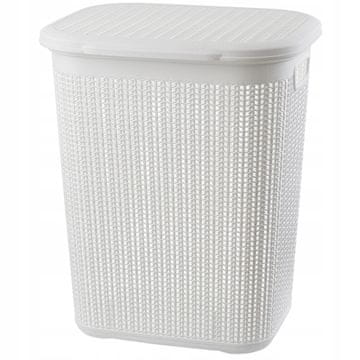 KADAX Košara za perilo 50 l velika plastična posoda s pokrovom, bela