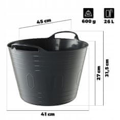 KADAX Plastična skleda za perilo, okrogla, fleksibilna, 26 l, siva