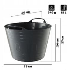 KADAX Okrogla plastična skleda za perilo, 15 l, temno pepelnata
