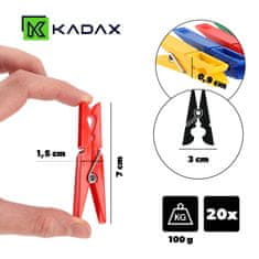 KADAX Štipalke za perilo, barvite, močne, 20 kosov