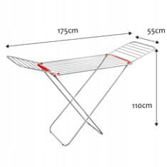 KADAX Stoječi sušilnik perila, velik 175 cm, stabilen in zložljiv