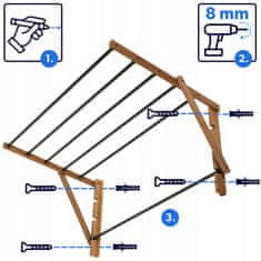 KADAX Leseno stensko stojalo za perilo 85 cm – ekološka alternativa