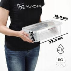 KADAX Plastična organizacijska posoda s pokrovom, 4,5 L, prozorna