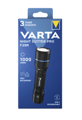 Varta Night Cutter Pro F20R ročna svetilka, 1000 lm, črna