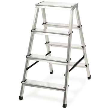 KADAX Aluminijasta zložljiva lestev s 4 stopnicami, nosilnost 125 kg, za domačo uporabo