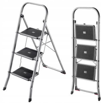 KADAX Aluminijasta 3-stopenjska zložljiva lestev, trdna, nosilnost 150 kg