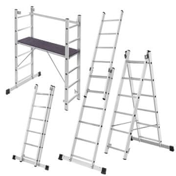 KADAX Zložljiv aluminijasti gradbeni oder 2x6 s delovno ploščadjo 3 v 1